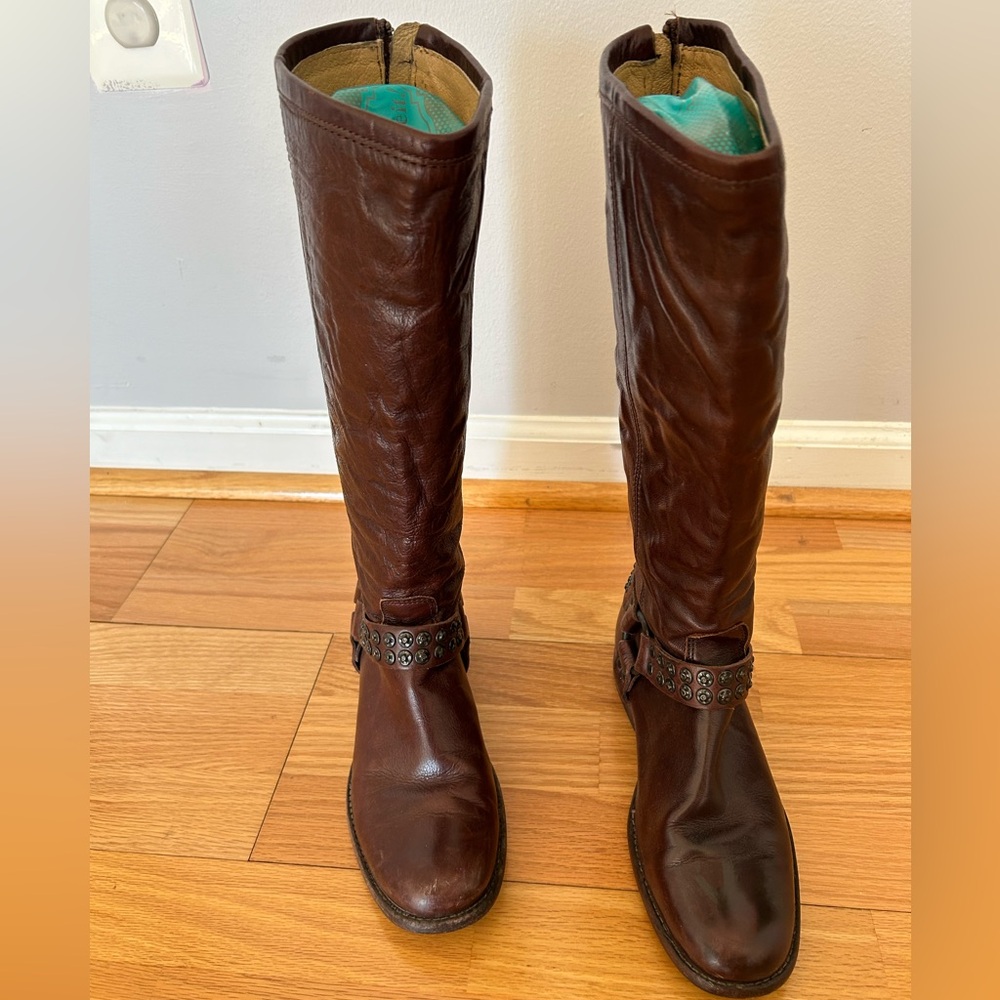 Frye Phillip studded Tall Boots brown
